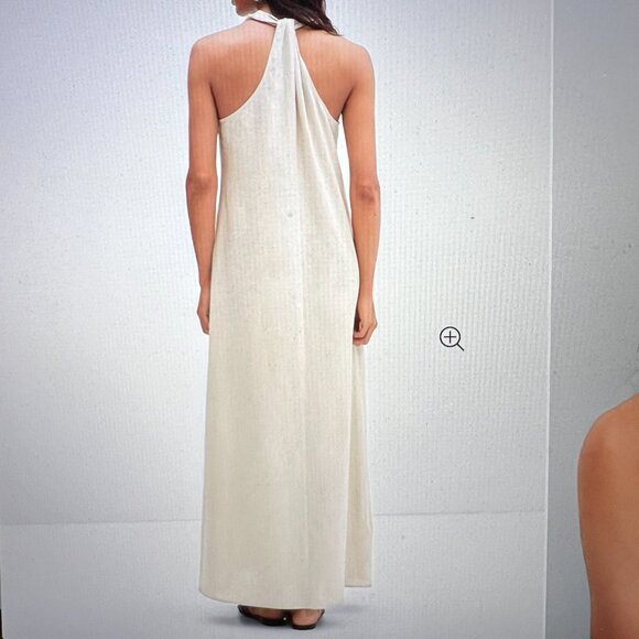 NEW- MANGO Linen Maxi Dress V-Neck, S - Picture 2 of 11
